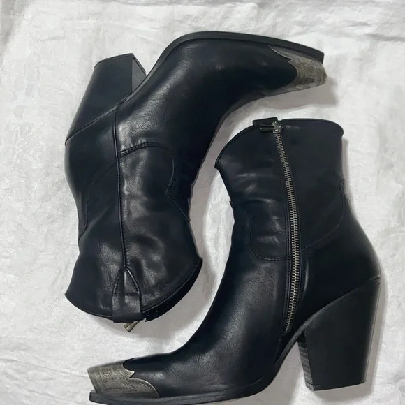 Free People Black Leather Boots with Silver Accent - Picture 11 of 16